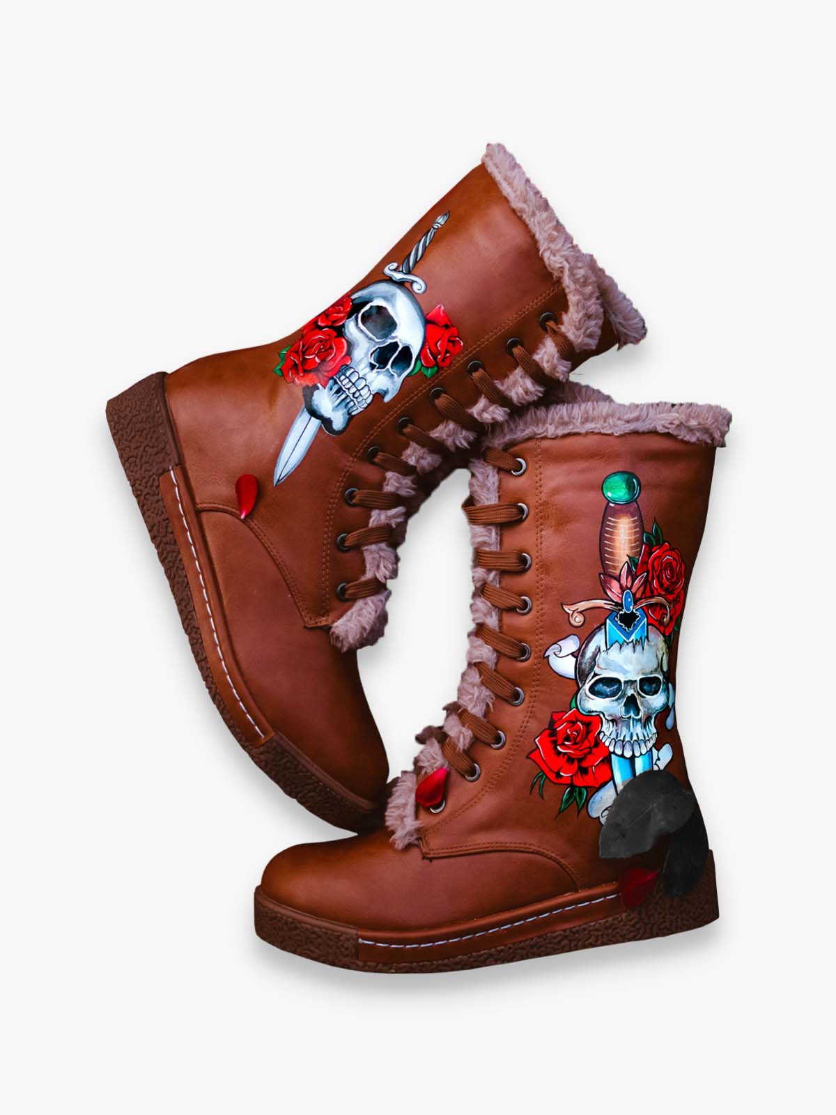 Skull & Roses Custom Boots (Commissioned)